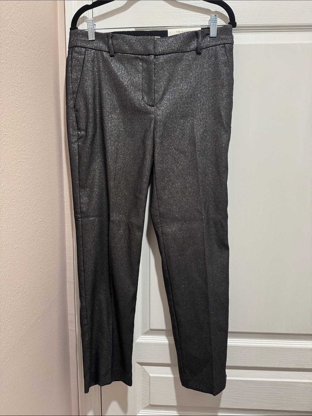 LOFT Riviera Slim Glitter Trousers - Black